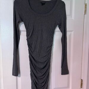 CLUB MONACO… NWOT… Sz XS…Charcoal Ruched Long Sleeve Scoop Neck Dress